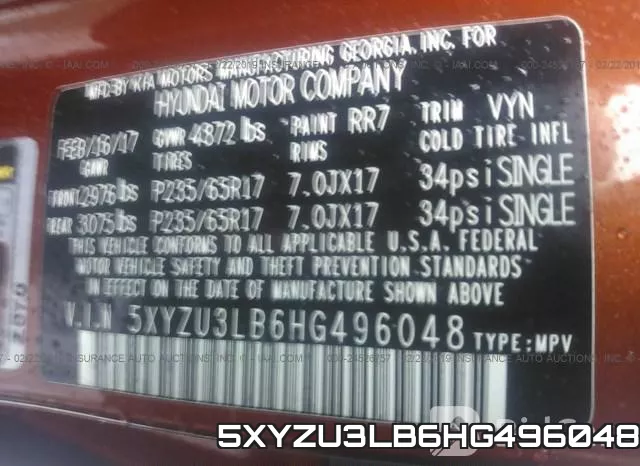 5XYZU3LB6HG496048 фото 9