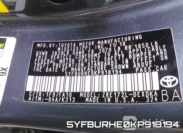 5YFBURHE0KP918194 фото 10
