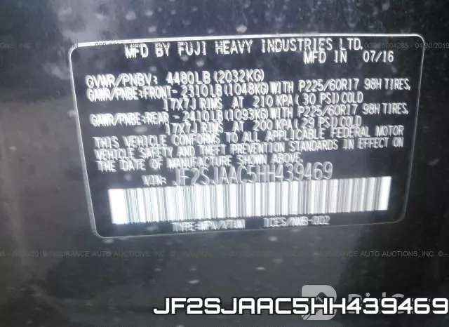 JF2SJAAC5HH439469 фото 10