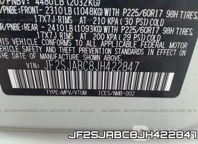 JF2SJABC8JH422847 фото 10