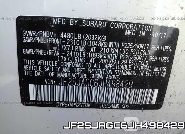 JF2SJAGC6JH498429 фото 10