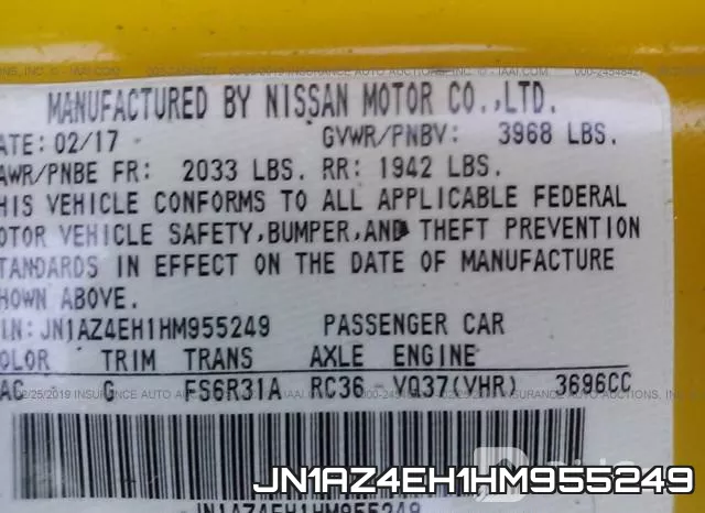 JN1AZ4EH1HM955249 фото 10