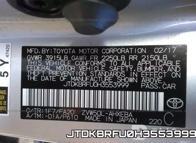 JTDKBRFU0H3553999 фото 10