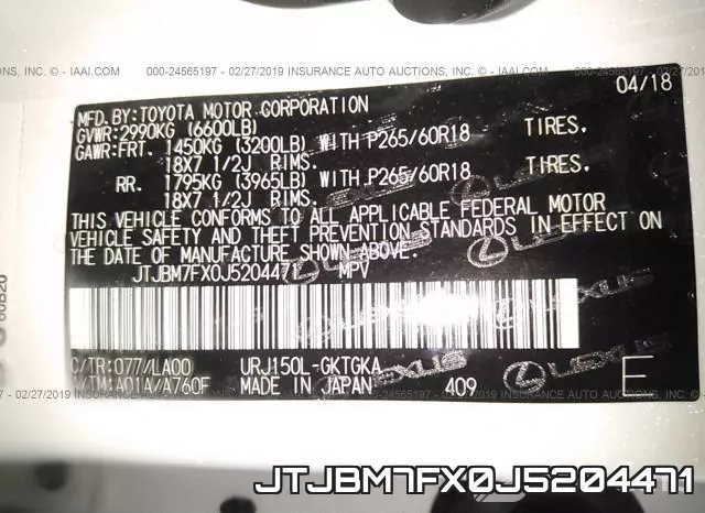 JTJBM7FX0J5204471 фото 9