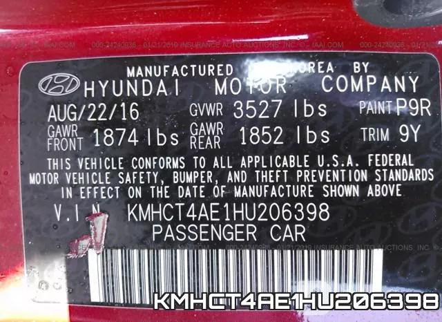 KMHCT4AE1HU206398 фото 10