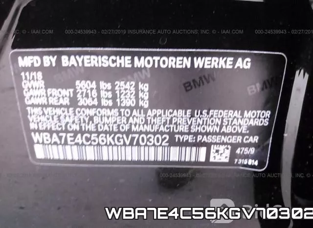 WBA7E4C56KGV70302 фото 10