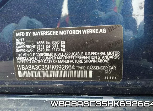 WBA8A3C35HK692664 фото 10