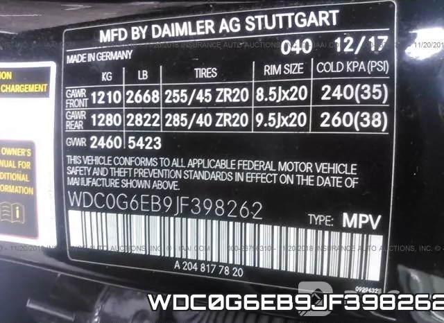 WDC0G6EB9JF398262 фото 9