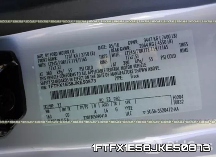 1FTFX1E58JKE50873 фото 10