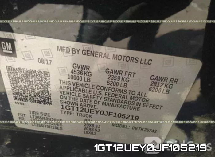 1GT12UEY0JF105219 фото 10