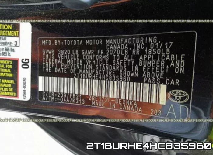 2T1BURHE4HC835960 фото 10