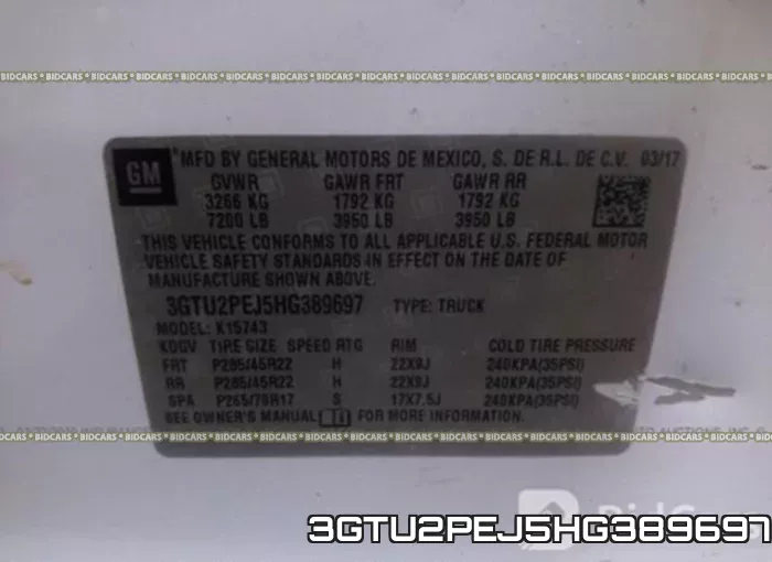 3GTU2PEJ5HG389697 фото 10