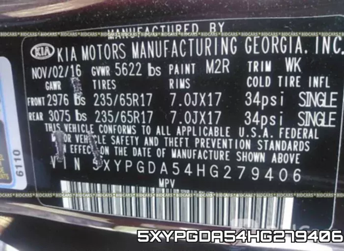 5XYPGDA54HG279406 фото 10