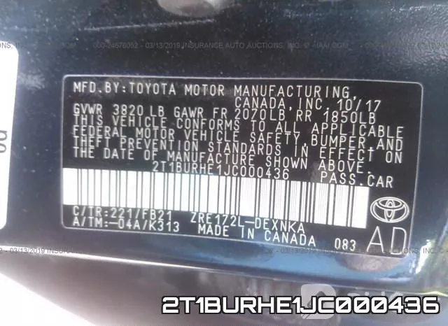2T1BURHE1JC000436 фото 10