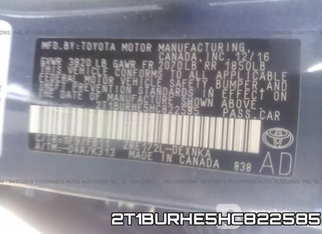 2T1BURHE5HC822585 фото 10