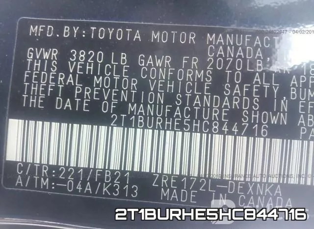 2T1BURHE5HC844716 фото 10