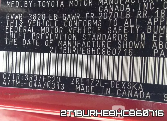 2T1BURHE8HC860716 фото 10