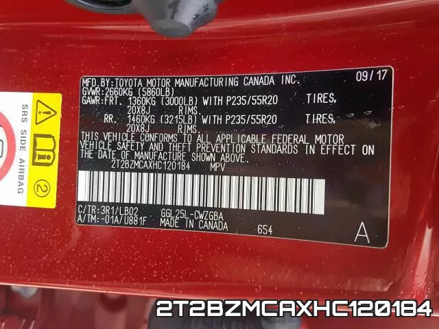 2T2BZMCAXHC120184 фото 2