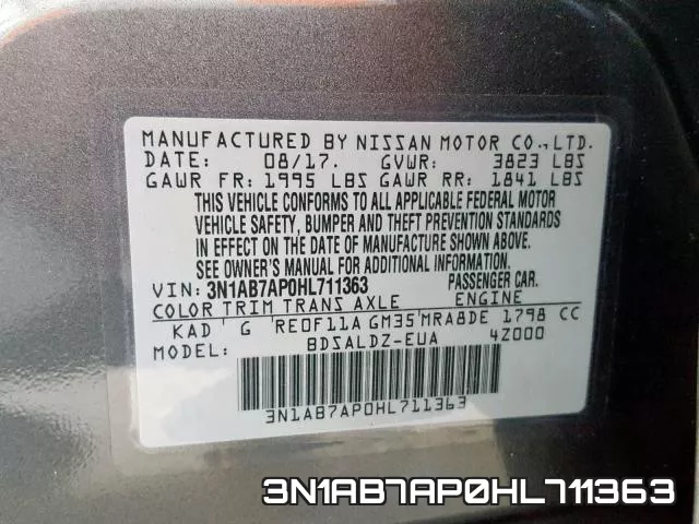 3N1AB7AP0HL711363 фото 2