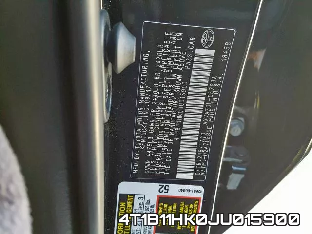 4T1B11HK0JU015900 фото 2