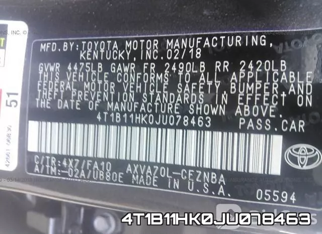 4T1B11HK0JU078463 фото 10
