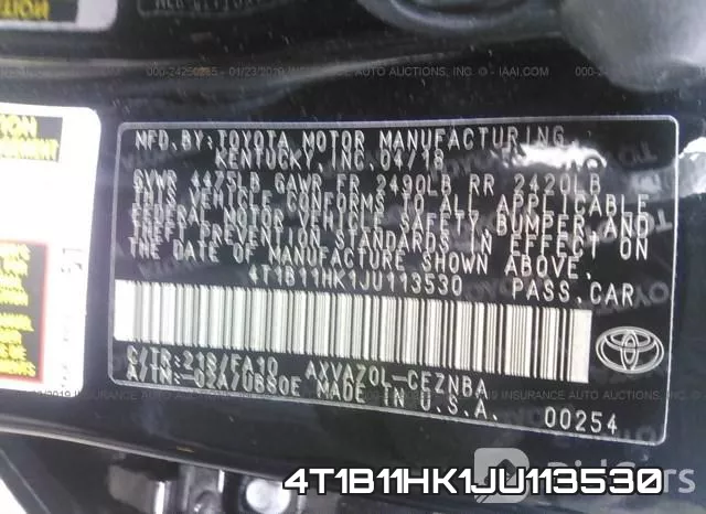 4T1B11HK1JU113530 фото 10