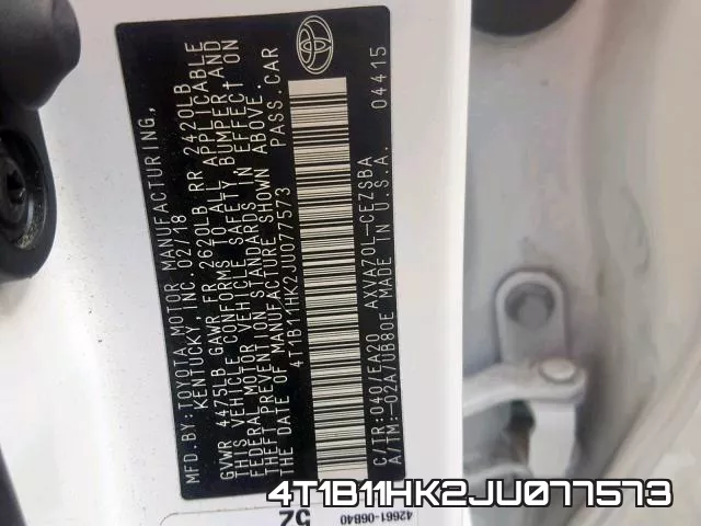 4T1B11HK2JU077573 фото 2