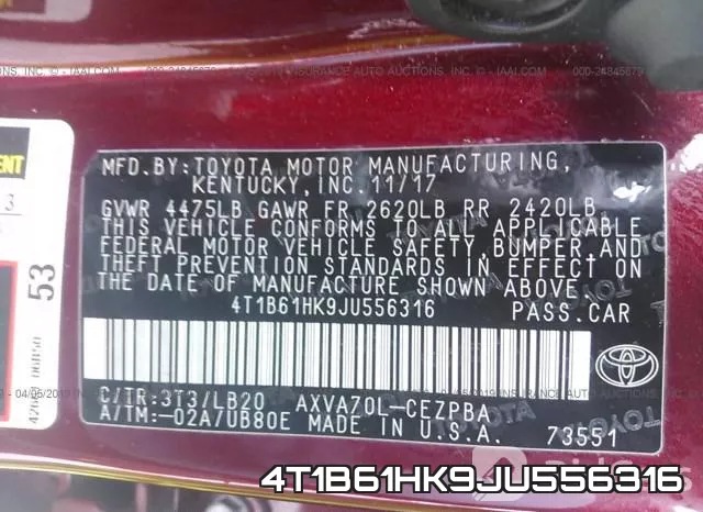4T1B61HK9JU556316 фото 10