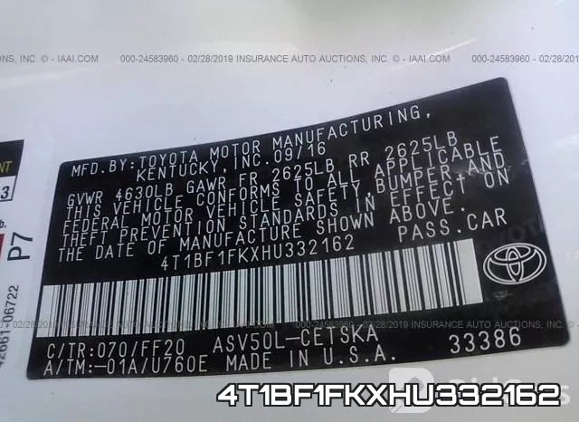 4T1BF1FKXHU332162 фото 10