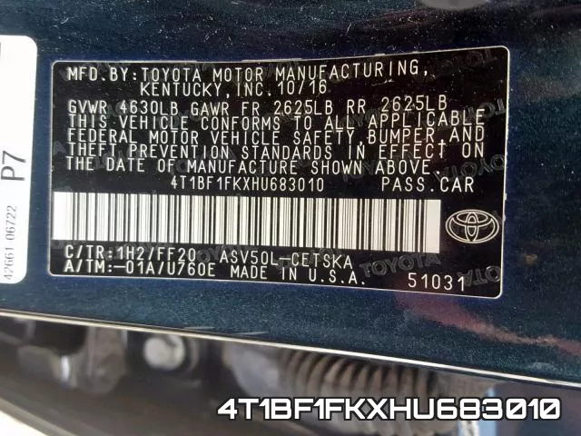 4T1BF1FKXHU683010 фото 2