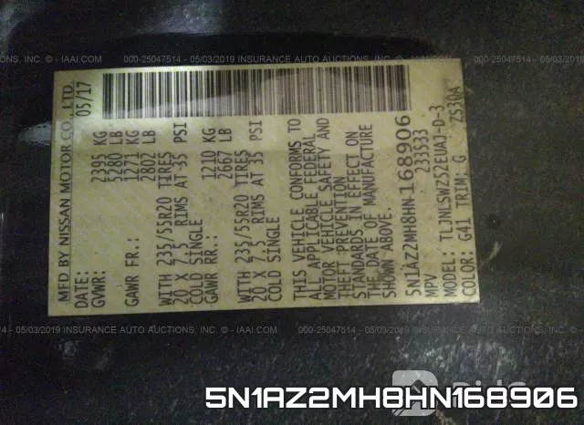 5N1AZ2MH8HN168906 фото 10