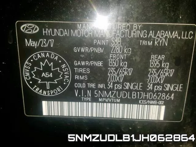 5NMZUDLB1JH062864 фото 2