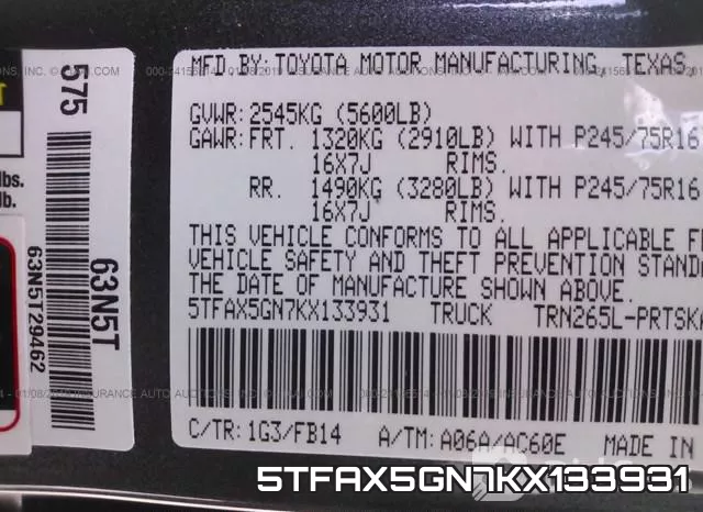 5TFAX5GN7KX133931 фото 10