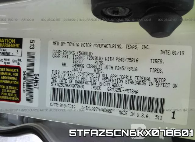 5TFAZ5CN6KX078601 фото 10