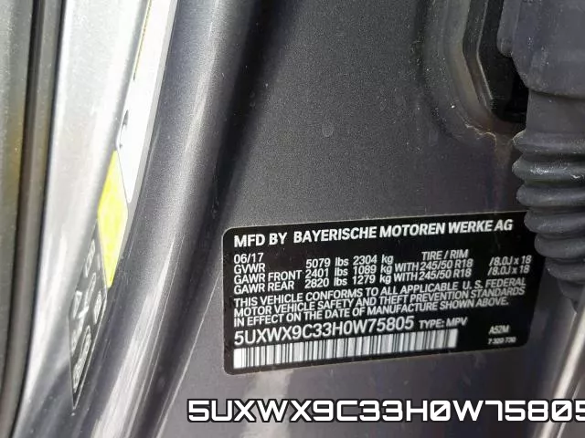 5UXWX9C33H0W75805 фото 2