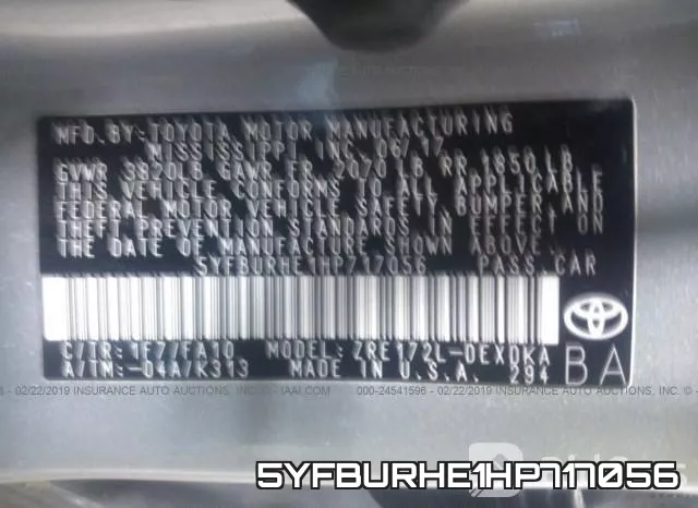 5YFBURHE1HP717056 фото 10