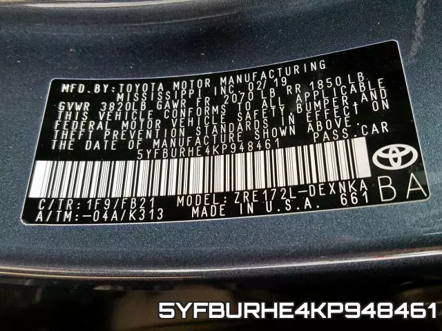 5YFBURHE4KP948461 фото 2