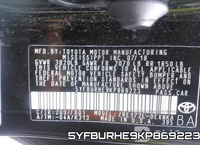 5YFBURHE9KP869223 фото 10