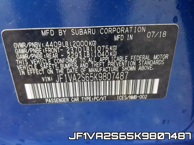JF1VA2S65K9807487 фото 2