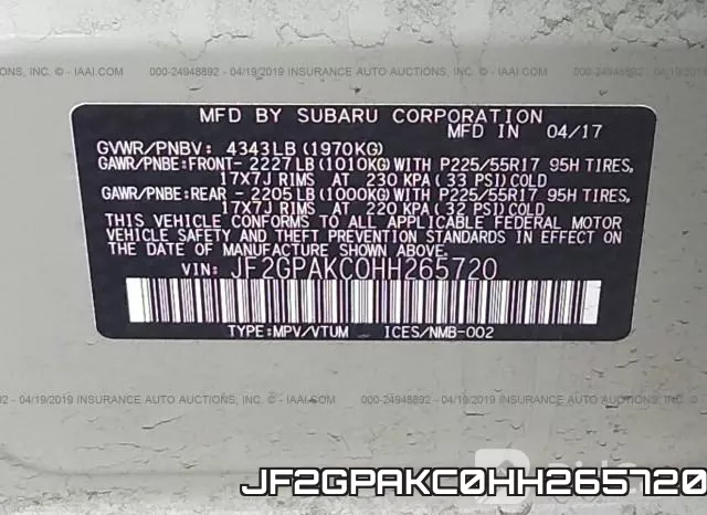 JF2GPAKC0HH265720 фото 10