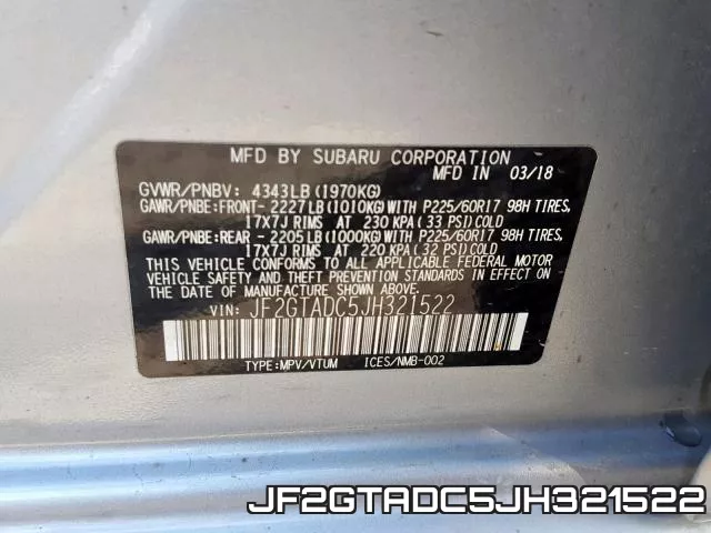 JF2GTADC5JH321522 фото 2