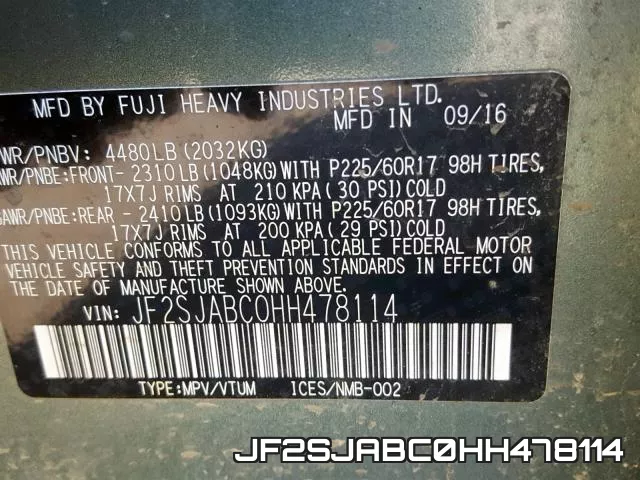 JF2SJABC0HH478114 фото 2
