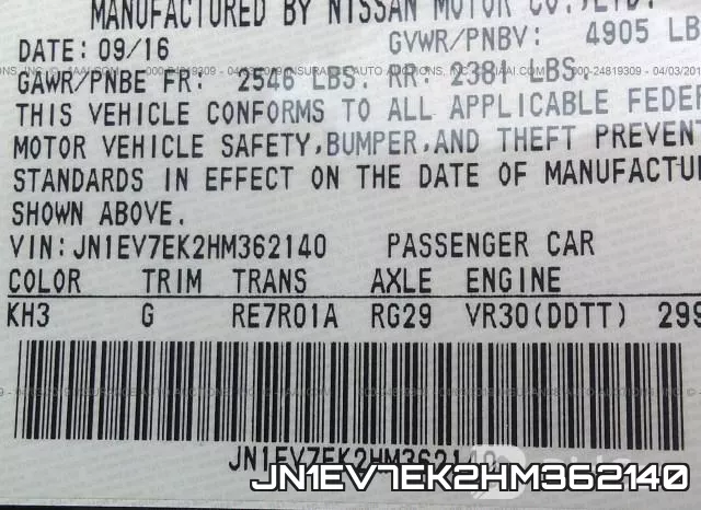 JN1EV7EK2HM362140 фото 10