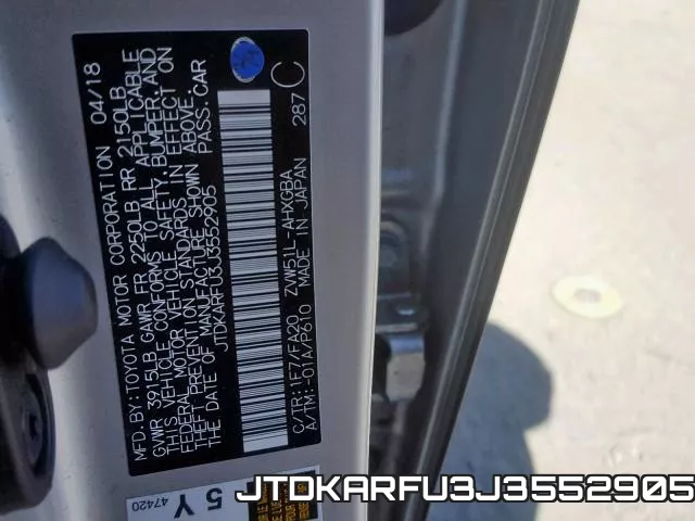 JTDKARFU3J3552905 фото 2