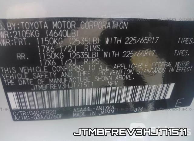 JTMBFREV3HJ171511 фото 10