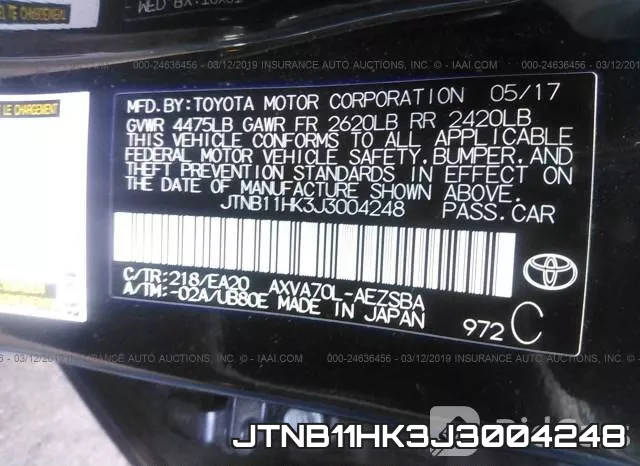 JTNB11HK3J3004248 фото 10