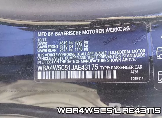 WBA4W5C51JAE43175 фото 10