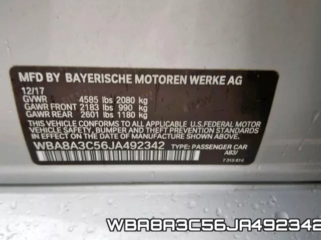 WBA8A3C56JA492342 фото 2
