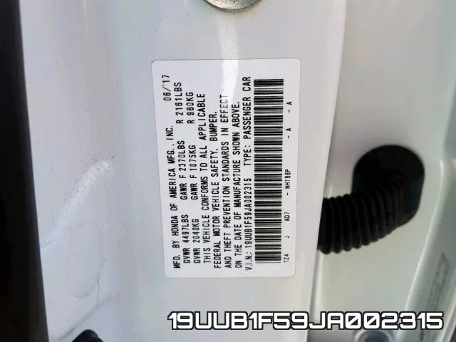 19UUB1F59JA002315 фото 2