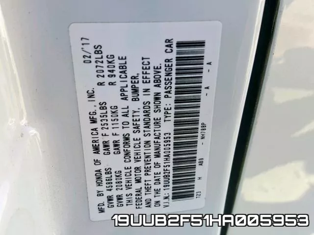 19UUB2F51HA005953 фото 2